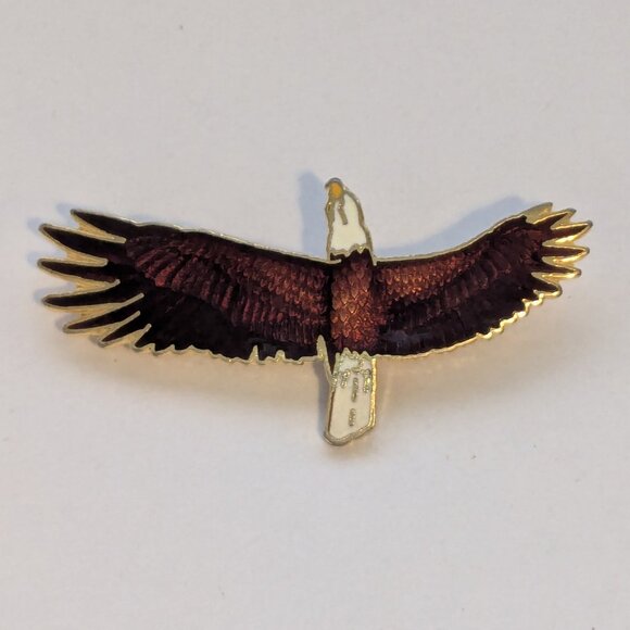Vintage WM Spear 1990 Handmade Spread Wing Eagle Enamel Brooch Pin - Picture 2 of 4